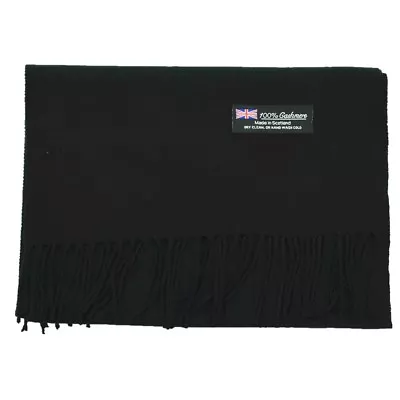 Men Women Unisex 100% CASHMERE Warm PLAIN Scarf Pure Solid Wool SCOTLAND Black • $7.99