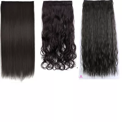 Real Thick AS Human Hair 1Piece Full Head Clip In Hair Extensions Straight Wavy • $5.56