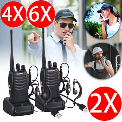 $44.59 • Buy 6X BF-888S Walkie Talkie Handheld 2 Way Radio Portable Rechargeable Long Range