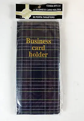 Plaid Vinyl Vintage Business Bi-Fold Business Card Holder Holds 96 Cards (black) • $9.45
