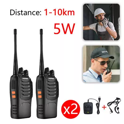 $44.99 • Buy 2PCS Walkie Talkie BF-888S Handheld Two-Way Radio UHF 400-470MHz 5W Rechargeable