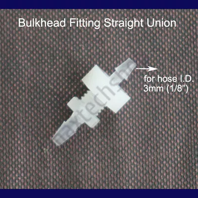 3mm 1/8  Inch Plastic Straight Bulkhead Fitting Hose Barb Tube Connector Joiner • $2.37
