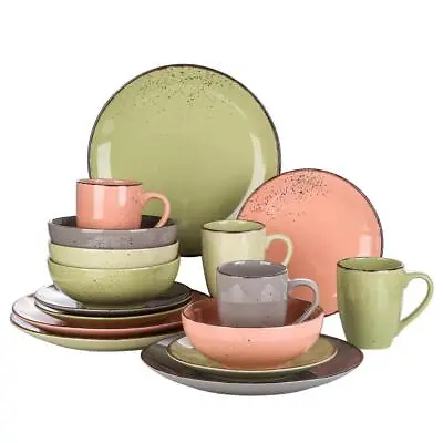 Vancasso Dinnerware Set 16Pc Assorted Colors Stoneware Round Vintage (4Service) • $63.67