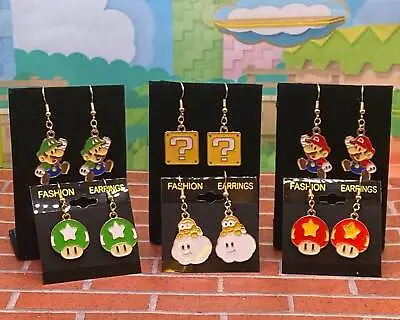 Paper Mario & Luigi Enamel Charm Dangle Earrings • $5.25