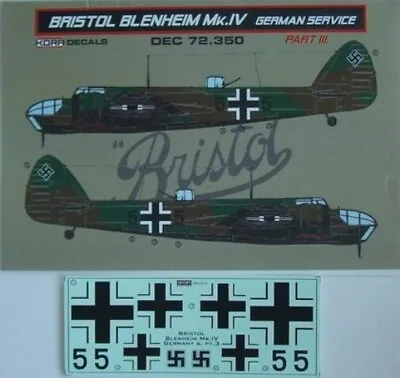 £10.99 • Buy Bristol Blenheim Mk.IV Luftwaffe III -DECALS SET, DEC72350, KORA MODELS, 1:72