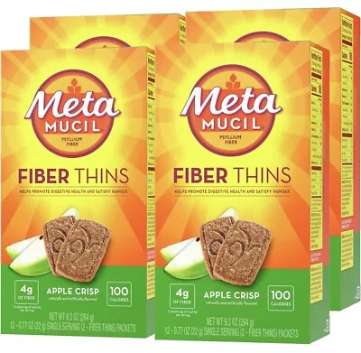 Metamucil Fiber Thins Digestive Health Apple Crisp Flavor 12 Ct Pack Of 4 • $28.99