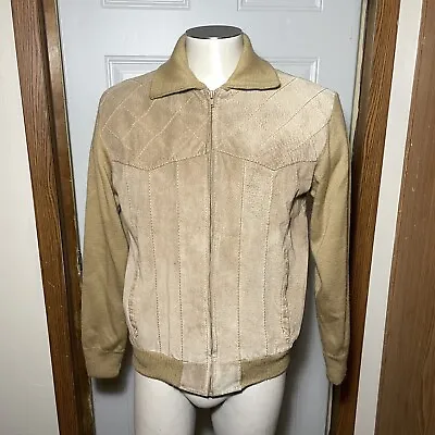 Miller Outerwear Western Jacket Mens Medium Vintage Pig Suede Leather Cowboy Tan • $40