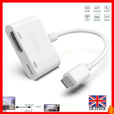 8Pin To HDMI Digital TV AV Adapter Cable For Apple IPad IPhone 6 7 8 X 11 12 13 • £6.98