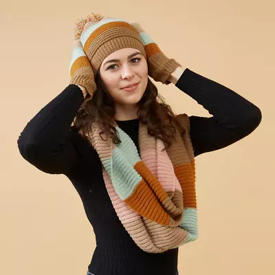 New Hadley Wren Womens Pastel Striped Infinity Scarf Cozy Neck Warmer Wrap • $22.99