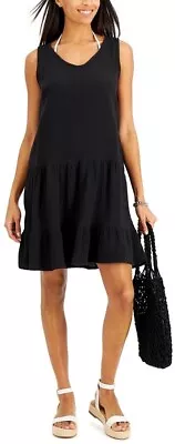 New J. Valdi Womens Cotton Summer Sundress Cover Up Black Dress Size XL • $13.99