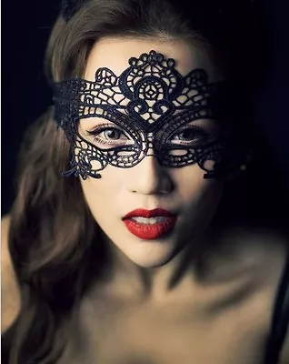 Black Venetian Masquerade Halloween Party Lace Fancy Dress Eye Sexy Mask • £2.99