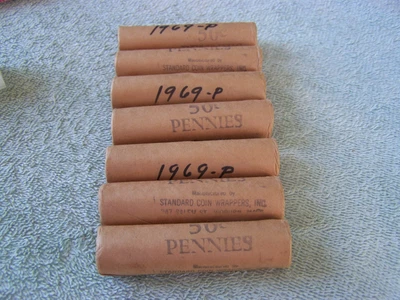 $13.99 • Buy 1969 **Original Bank Wrapped ** Uncirculated Lincoln Cent Roll - OBW Penny's (F)