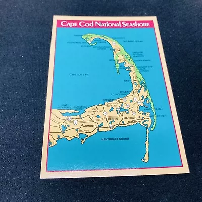 VTG‼ Cape Cod National Seashore Map 6x4 Postcard • UNPOSTED‼ • FREE SH W/ Track‼ • $2.95