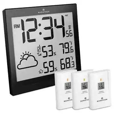 Wall Clock Station Weather Charts Atomica Marathon Date Thermometer 23cm • $480.89