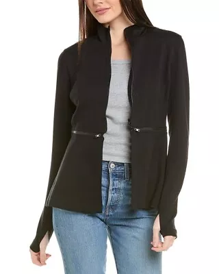 Cabi Jacket Womens Size Medium Black Relax Convertible Crop Stretch Ponte Knit • $30