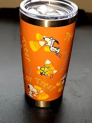 New Peanuts Snoopy Candy Corn Stainless Steel Travel Tumbler Lid Mug Set Fall 🎁 • $21