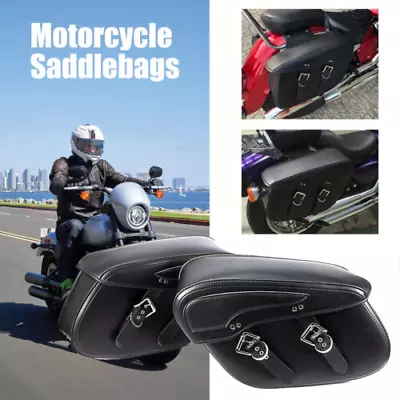 Black Motorcycle Saddlebags Tool Luggage Bags For Harley Dyna Wide Super Glide • $118.44