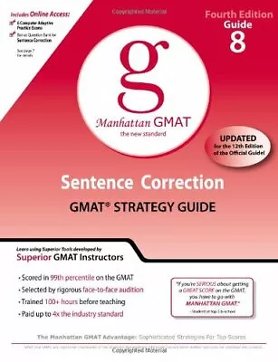 Sentence Correction GMAT Preparation Guide (Manhattan GMAT Prep .9780982423868 • £4.93