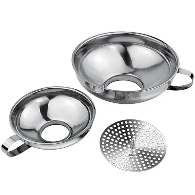 3 Pack Canning Funnel 3-In-1 Stainless Steel Funnel Set Wide Mouth Funnels With • $16.85