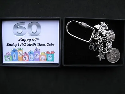 £6.90 • Buy 60th Birthday Gift 1962 Sixpence Keyring/ Clasp 5 Charms Keepsake Personalised