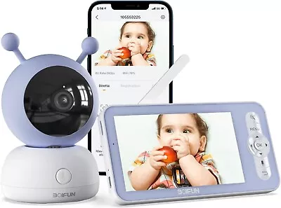 5'' 1080P HD Screen Video Baby Monitor With Camera Night Vision 2-Way TalkWiFi • £114.99