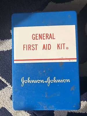 Vintage Johnson & Johnson General First Aid Kit Metal Box With Contents 13x9 • $18