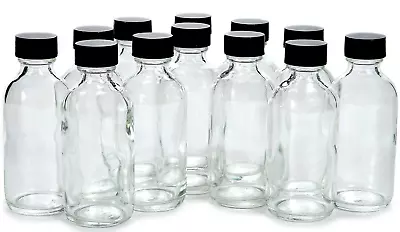  12 Clear 2 Oz Glass Bottles With Lids • $18.49