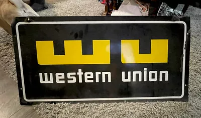 Vintage Dsp Wu Western Union Double Sided Porcelain Original Sign • $225