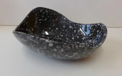 Vintage MCM Atomic Speckleware Speckled Dish/ Bowl Black & White • $24