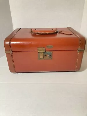 Vintage Maximillion New York Leather Trimmed Makeup Cosmetics Lingerie Case • $45