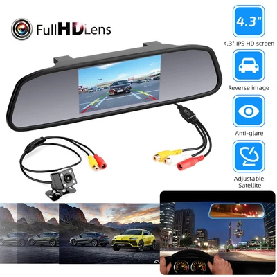 $34.69 • Buy Reverse Camera Night Reversing Camera Rear View Mirror Kit Waterproof HD Monitor