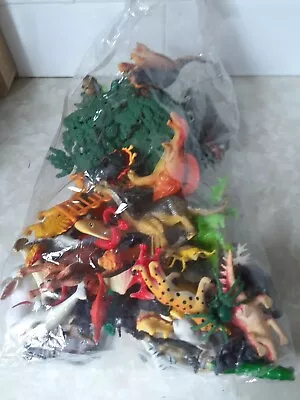 Plastic Animal Figurine Toy Bundle Bulk Assorted Dinosaurs Etc • $10