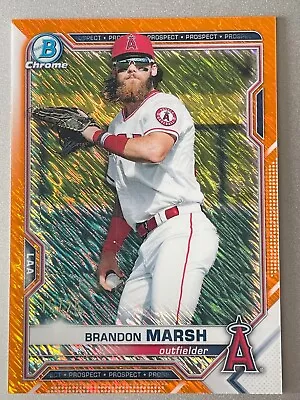 2021 Bowman Chrome Orange Shimmer Refractor 15/25 Brandon Marsh #BCP-112 • $0.99