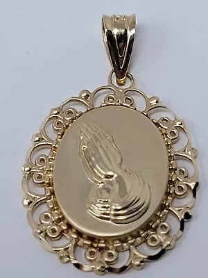 MA Michael Anthony 14k Yellow Gold Praying Hands Pendant W/ Serenity Prayer • $99.99