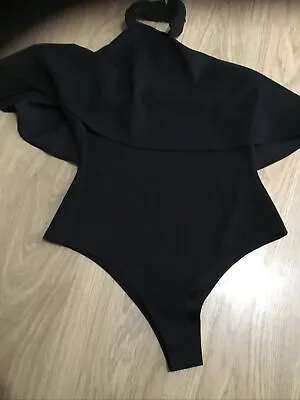 Boohoo Black Halter Neck Bodysuit  Sleeveless Size 12 • £4