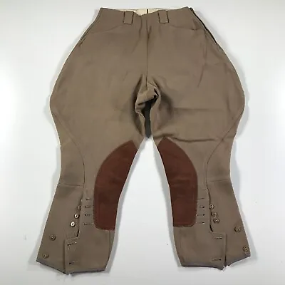 Vintage Equestrian Jodhpurs Size 24 Brown Leather Knees Pants Christenfeld • $124.99