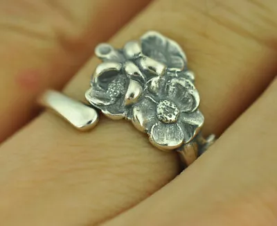 Beautiful 925 Sterling Silver Small Cherry Flower Spoon Ring • $18.99