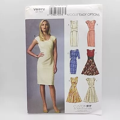 Vogue 8972 Misses' Easy Custom Fitted Dresses Sewing Pattern Size 14-22 Uncut  • $12.99