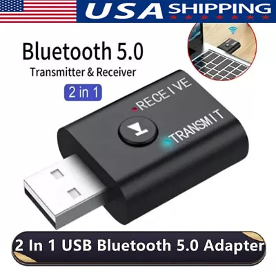 Bluetooth 5.0 2in1 Transmitter Receiver Car Wireless Audio Adapter USB 3.5mm Aux • $4.58