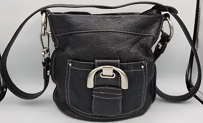 B. Makowsky Soft Pebbled Leather Crossbody Shoulder Convertible Bag Black • $34.99