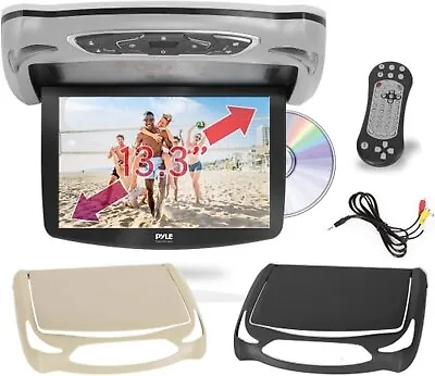 Pyle Car Roof Mount 13.3in DVD Player Monitor Overhead Flip Down Screen • $193.99