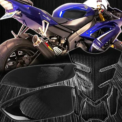 Perforated Black Side Traction Knee+Fuel Tank Pad Sticker Protector 08-16 YZF-R6 • $33.88