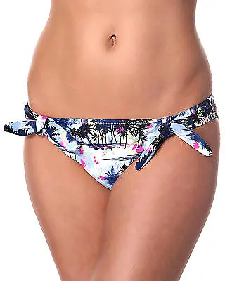 MARIE MEILI Pacific Palm TIE SIDE BIKINI BRIEF Blue Floral NEW • £9.95