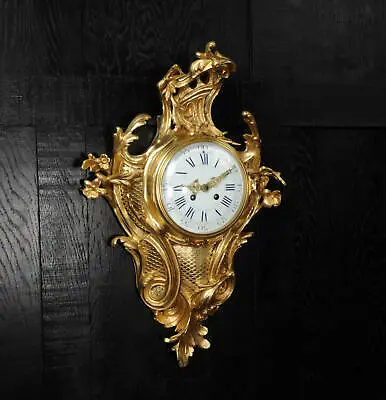 $4316 • Buy Large Ormolu Rococo Cartel Wall Clock Antique French Louis XV