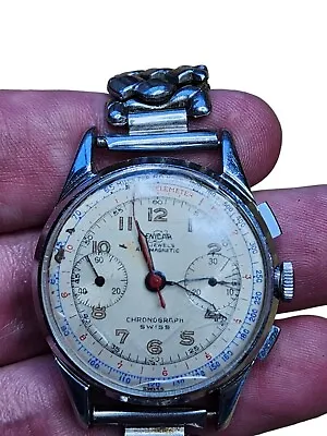 Vintage Enicar Chronograph Telemeter Dial Valjoux 92 Wristwatch Parts Or Repair • $559.99