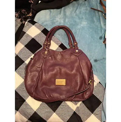 Marc By Marc Jacobs Classic Q Francesca Maroon Purple Italian Leather Hobo Bag • $89.99