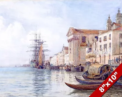 Venice Italy Giudecca Canal & Church Watercolor Painting Art Real Canvas Print • $14.99