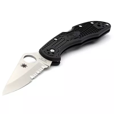 Spyderco Delica 4 VG-10/FRN - 'SpyderEdge' Combo Utility Knife -Black-Seki-JAPAN • $199