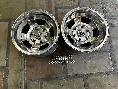 (2) 15x8.5 VINTAGE REAL AMERICAN RACING SLOT MAGS CHEVY 6 LUG 2WD TRUCK C10 • $549.99