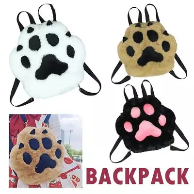 Furry Paws Plush Backpack Fursuit Paws 11  With Bag Cat Purse Kawaii Black Y9T4 • $37.39